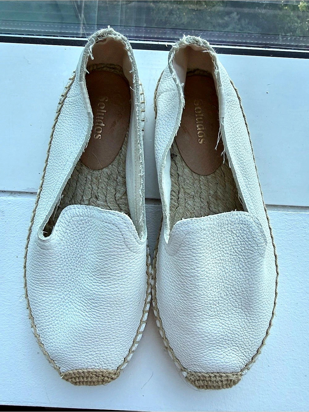 Soludos Dali Leather Espadrille Loafers in White US 6